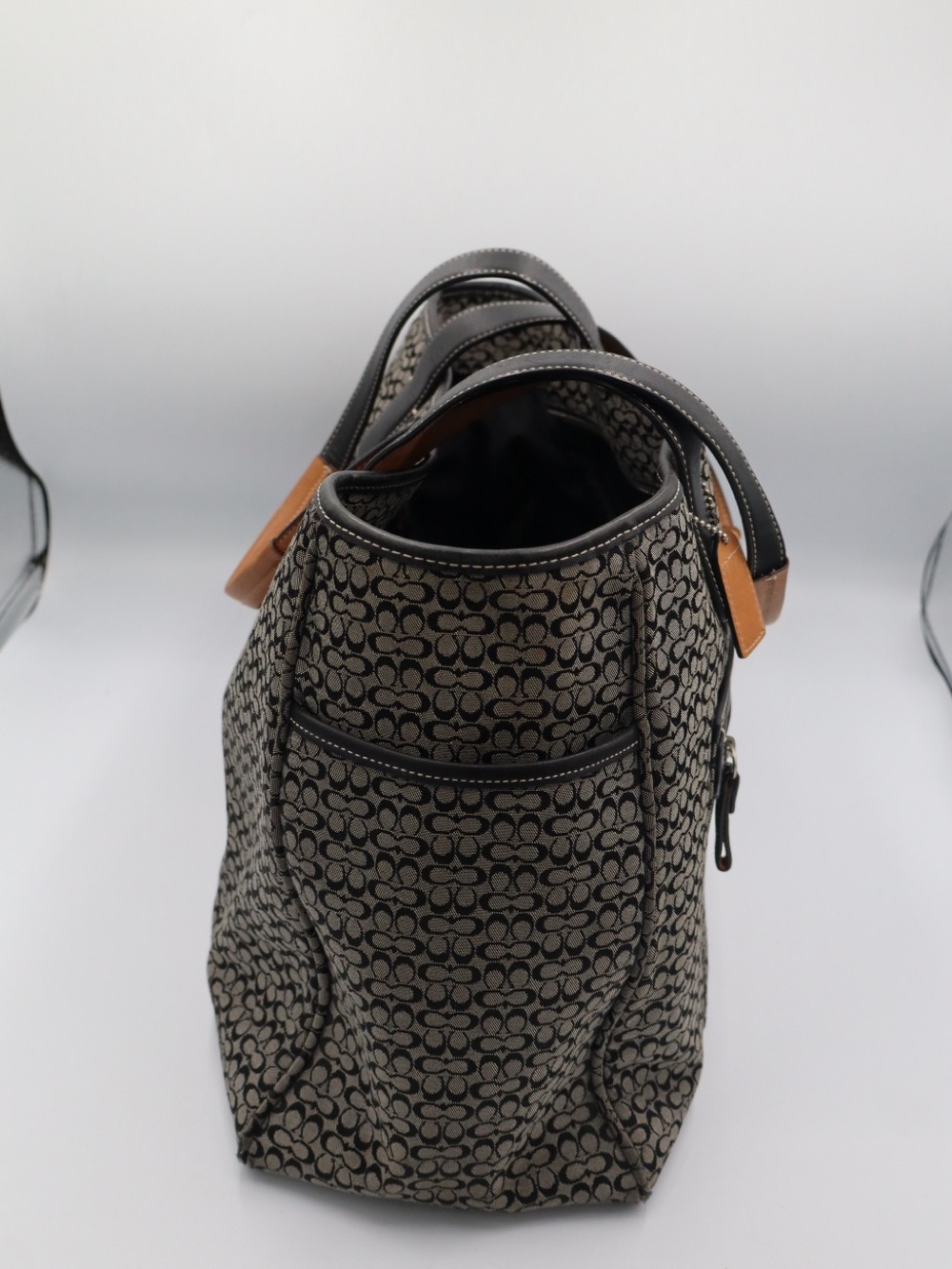 Coach Black with a touch of brown leather Signature Diaper Bag - Picture 7 of 14